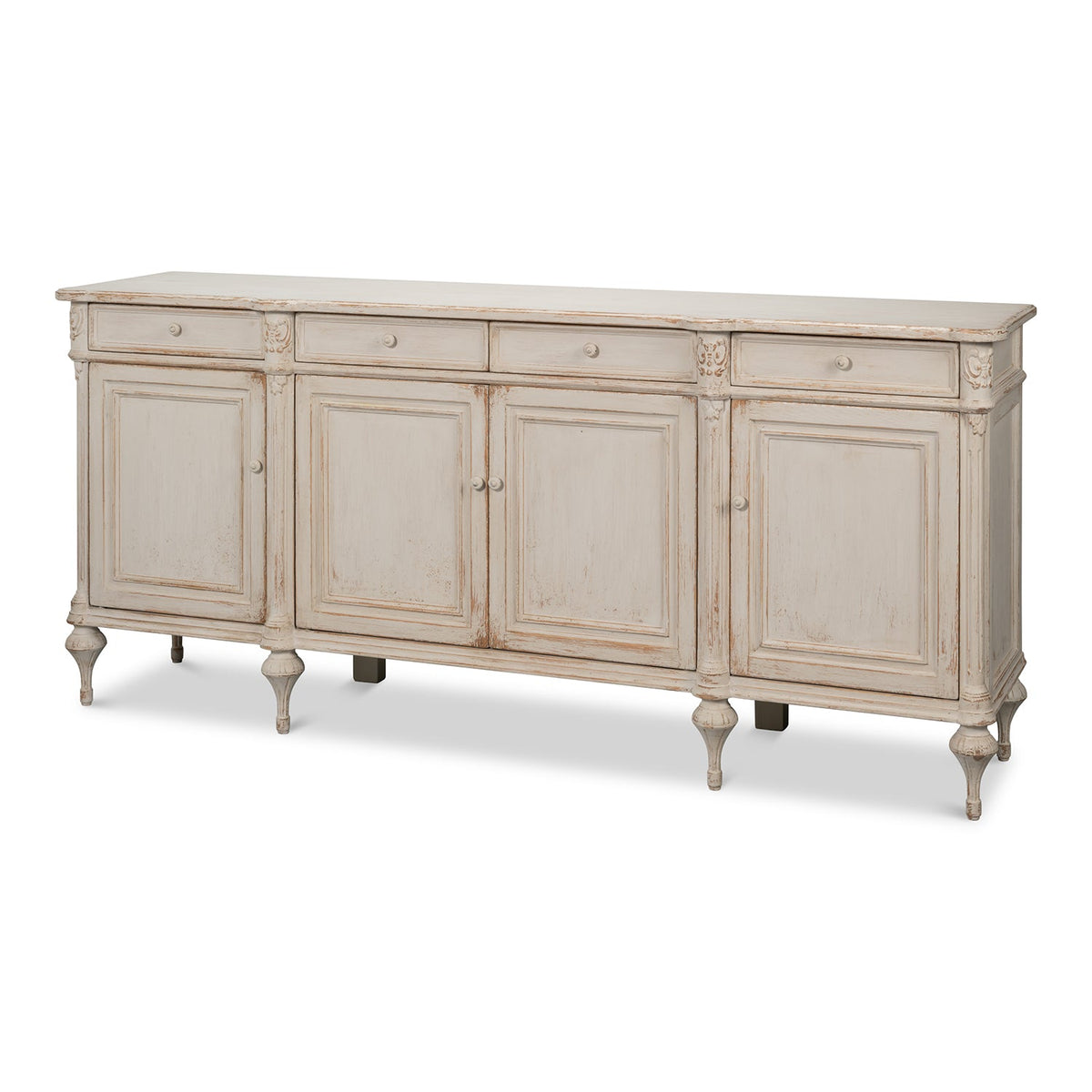 French Provincial White Painted Buffet Sideboard - English Georgian America