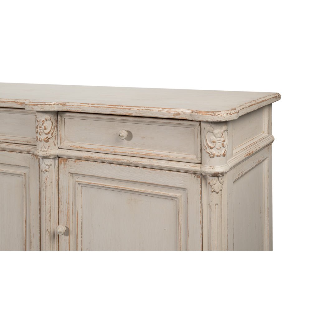 French Provincial White Painted Buffet Sideboard - English Georgian America