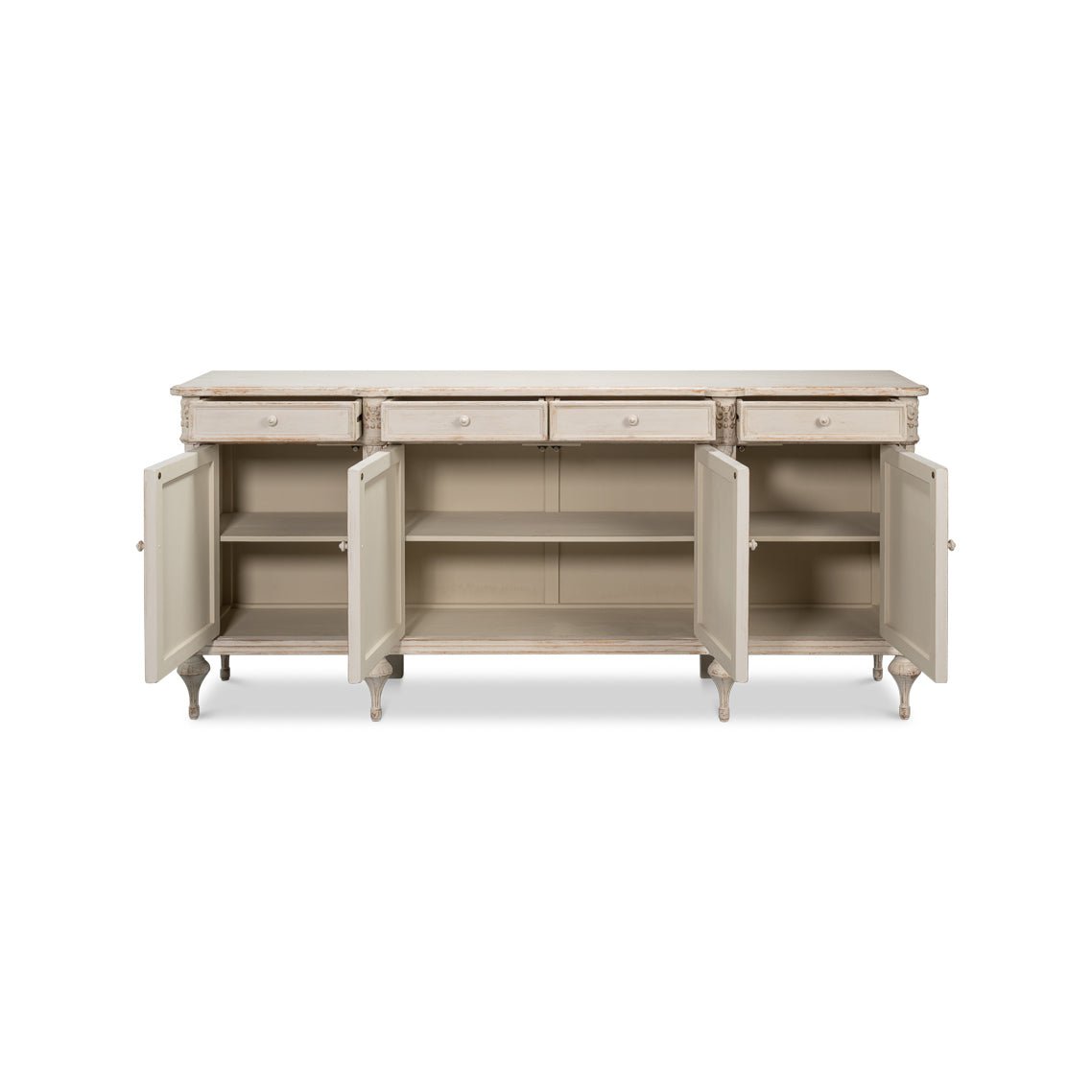 French Provincial White Painted Buffet Sideboard - English Georgian America