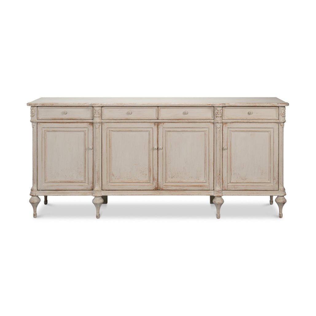 French Provincial White Painted Buffet Sideboard - English Georgian America