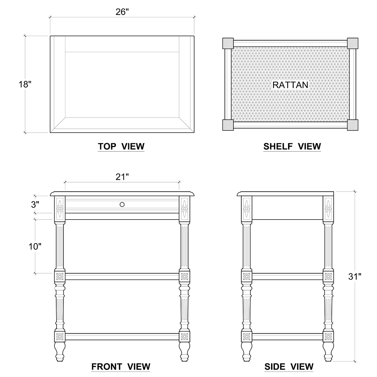 French Provincial White Painted End Table - English Georgian America