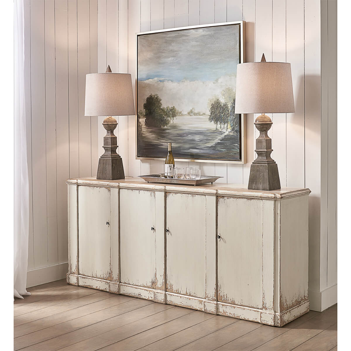 French Provincial White Sideboard - English Georgian America