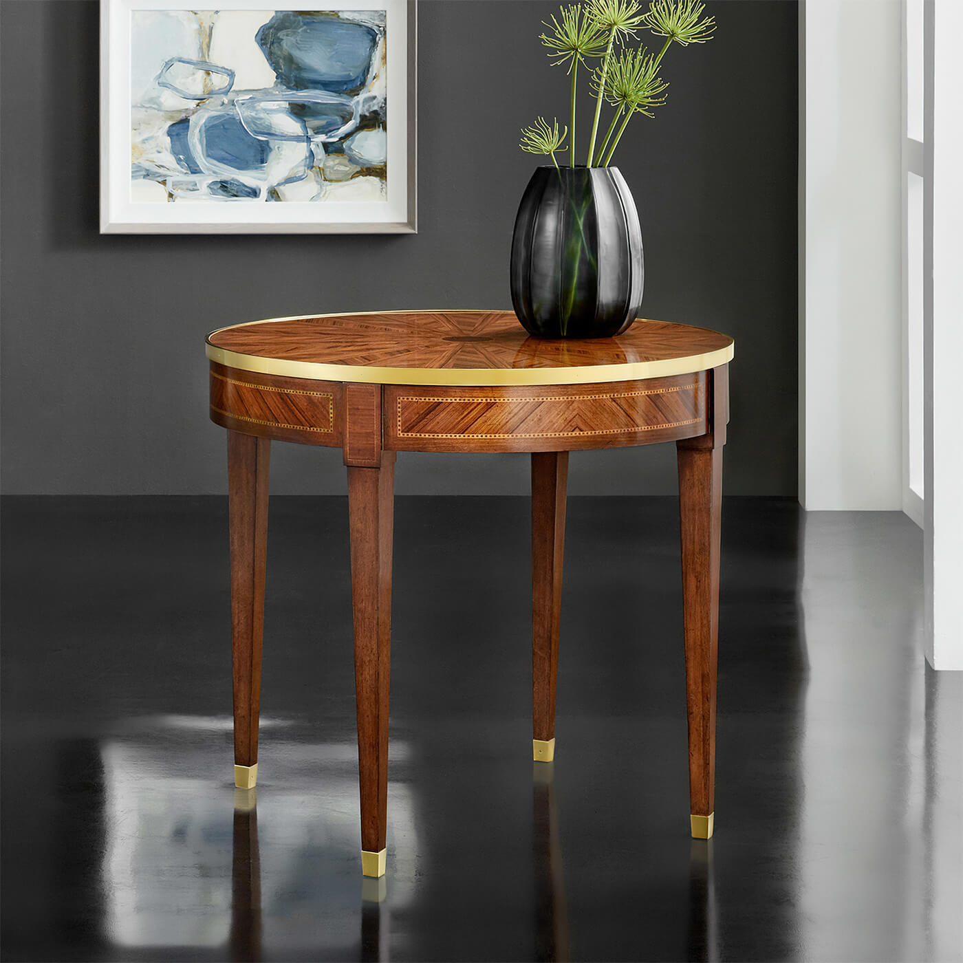 French Round Parquetry Side Table - English Georgian America