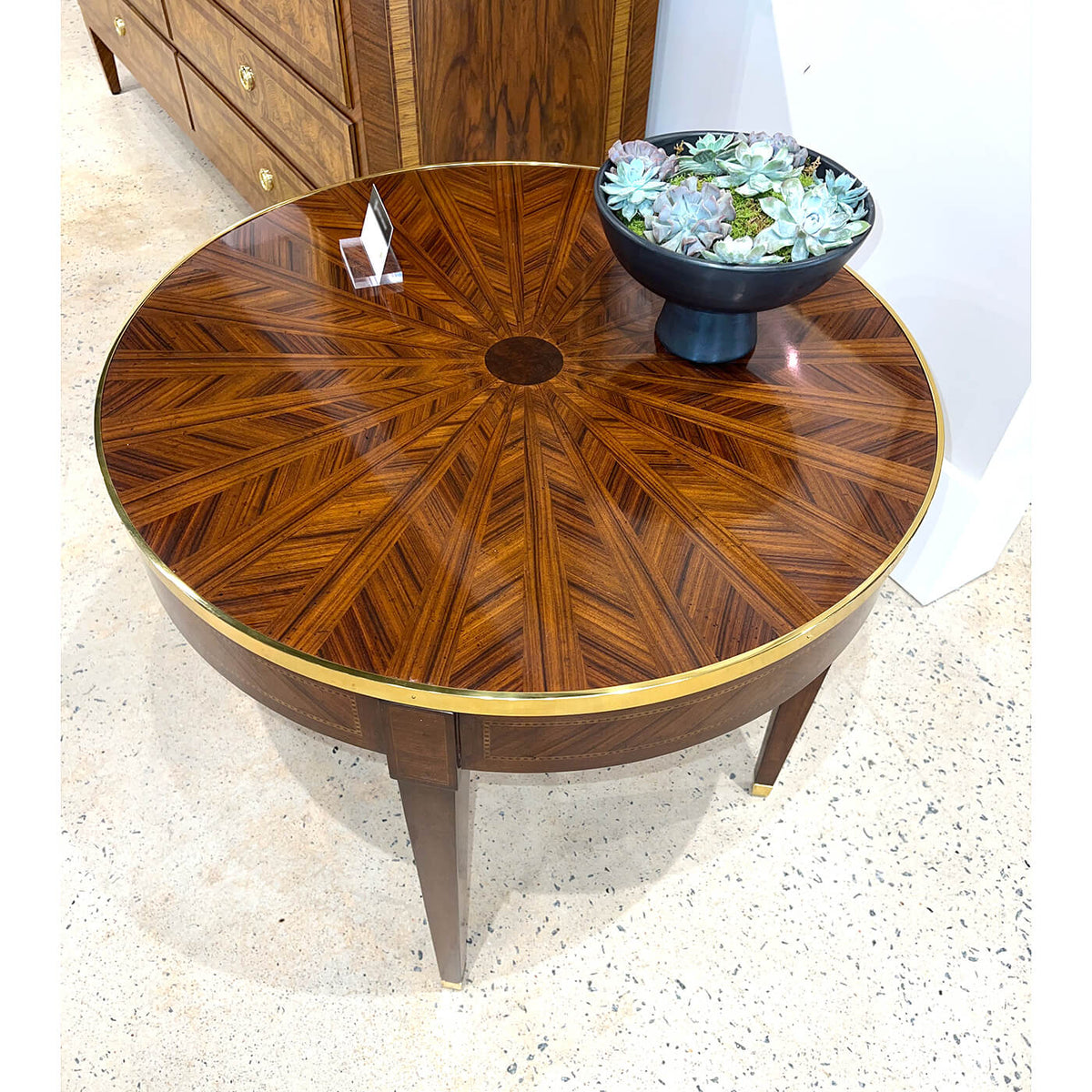 French Round Parquetry Side Table - English Georgian America