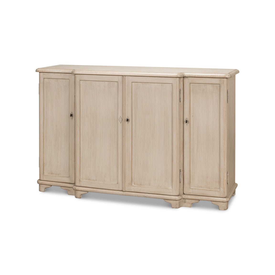 French Stone Painted Breakfront Credenza - English Georgian America