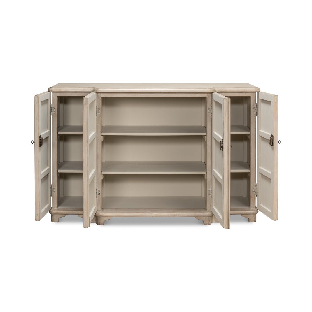 French Stone Painted Breakfront Credenza - English Georgian America