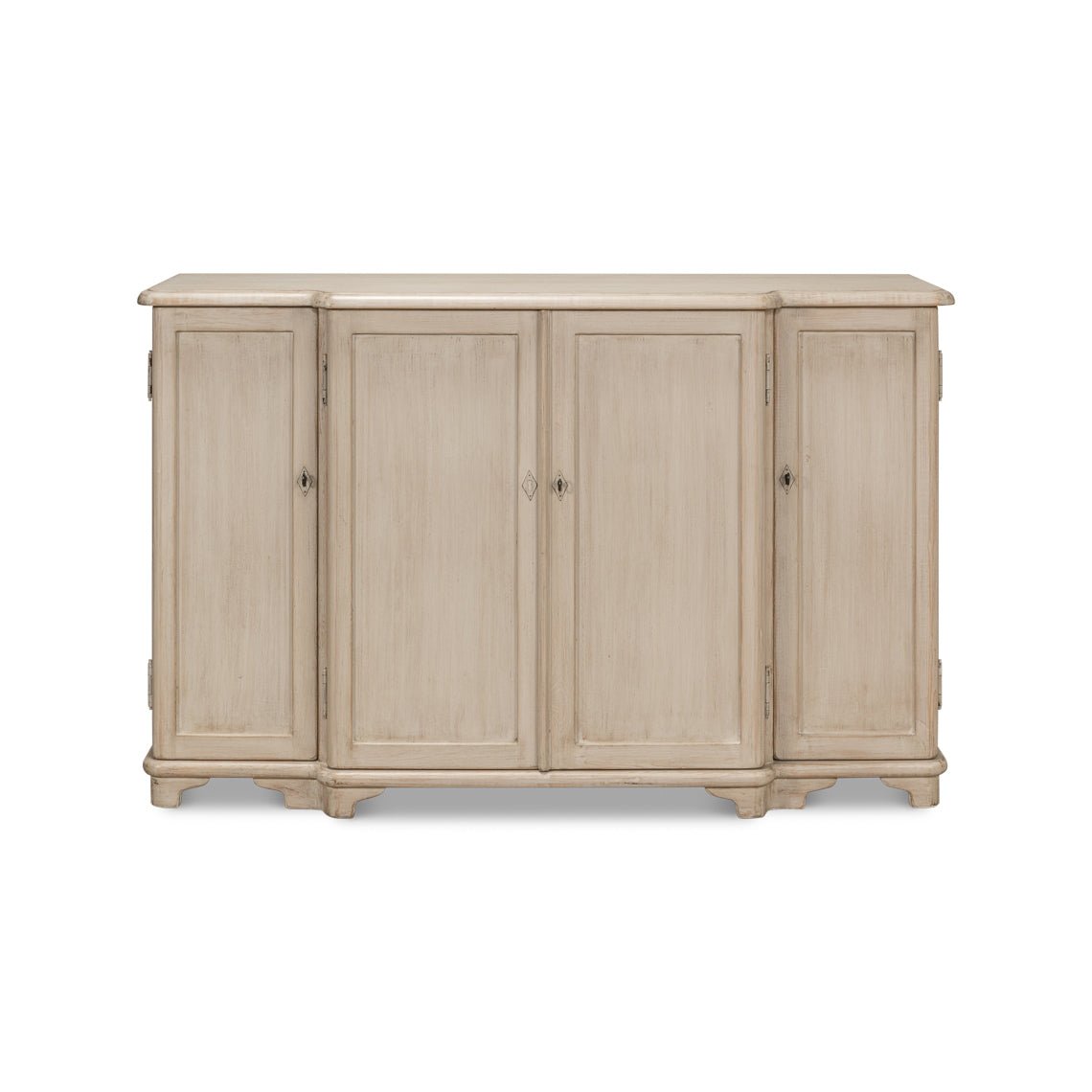 French Stone Painted Breakfront Credenza - English Georgian America