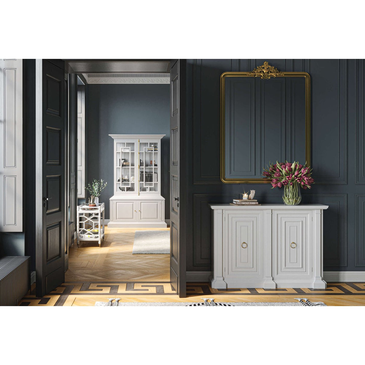 French White Display Cabinet - English Georgian America