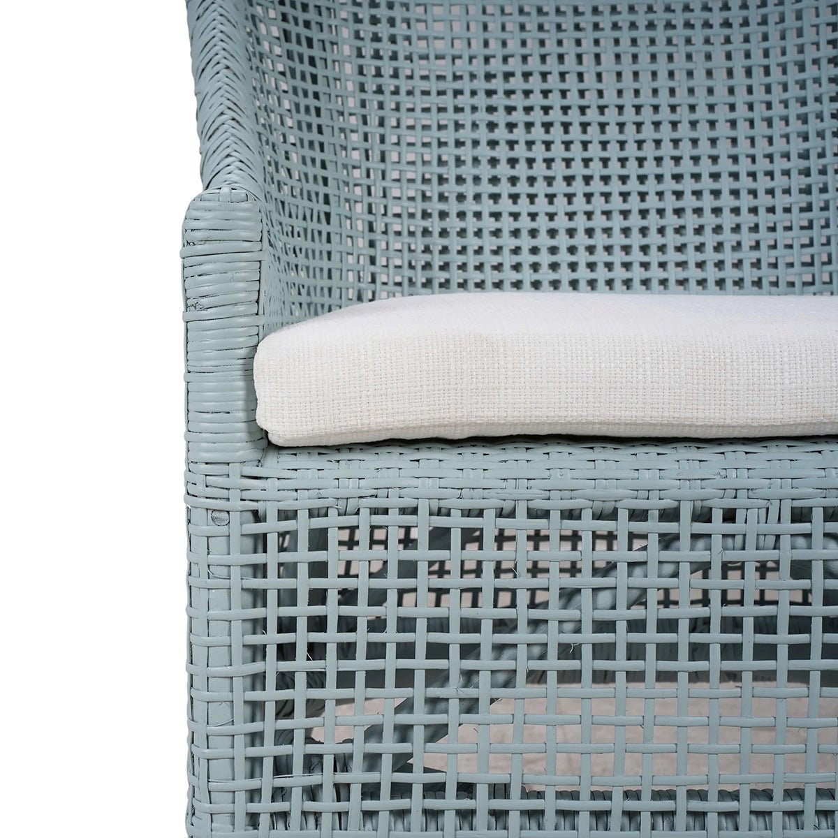 Frosted Blue Rattan Dining Chair - English Georgian America