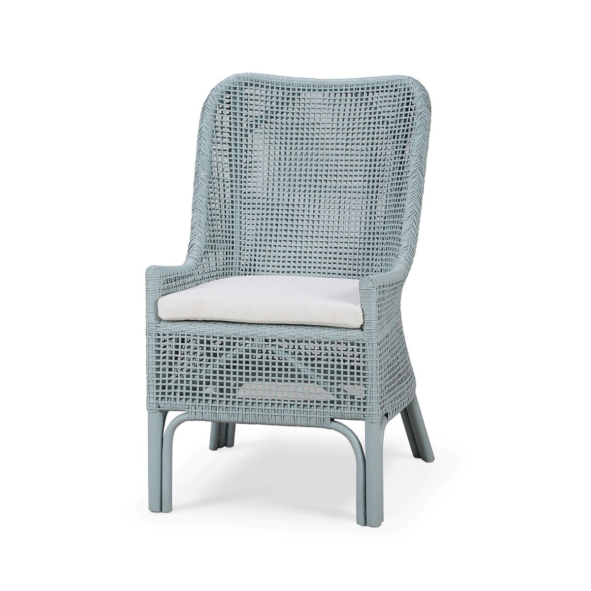 Frosted Blue Rattan Dining Chair - English Georgian America
