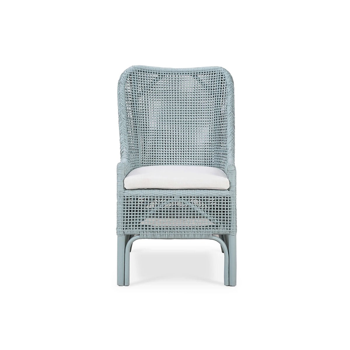 Frosted Blue Rattan Dining Chair - English Georgian America