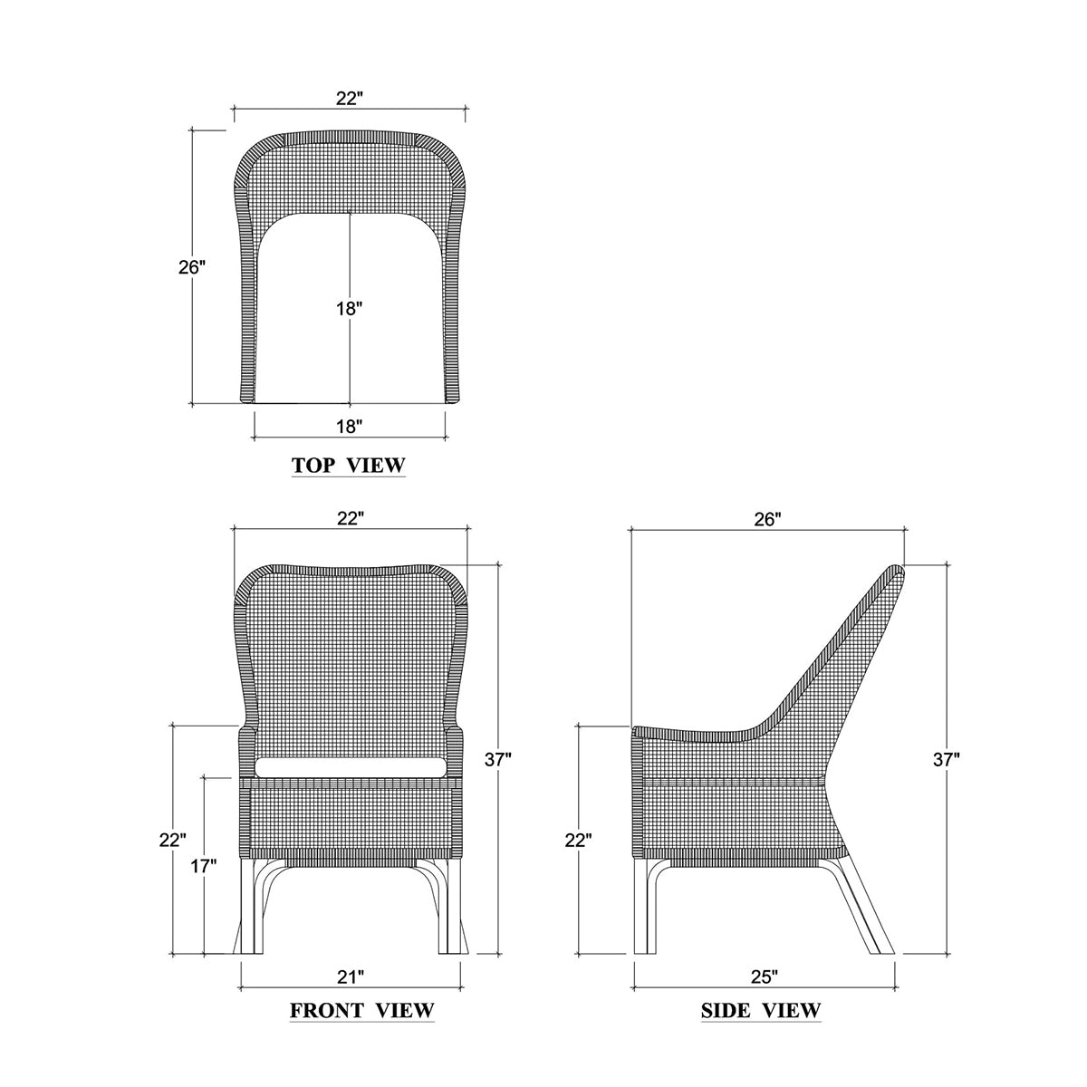 Frosted Blue Rattan Dining Chair - English Georgian America