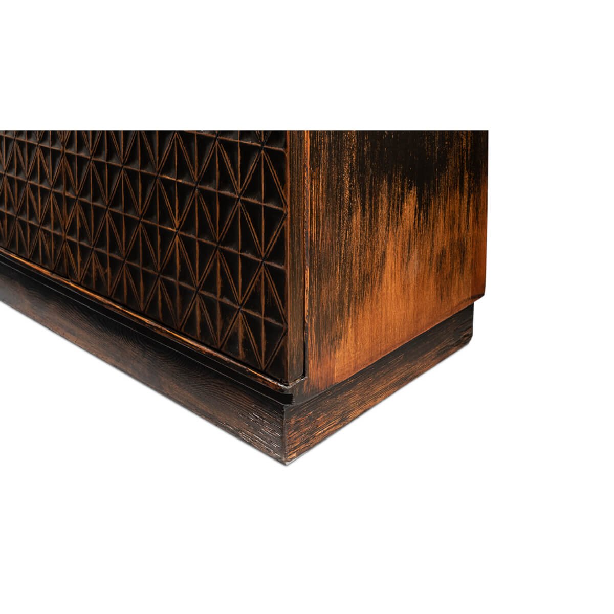 Geometric Appeal Rustic Pine Credenza - English Georgian America