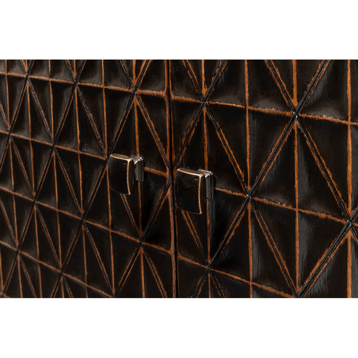 Geometric Appeal Rustic Pine Credenza - English Georgian America