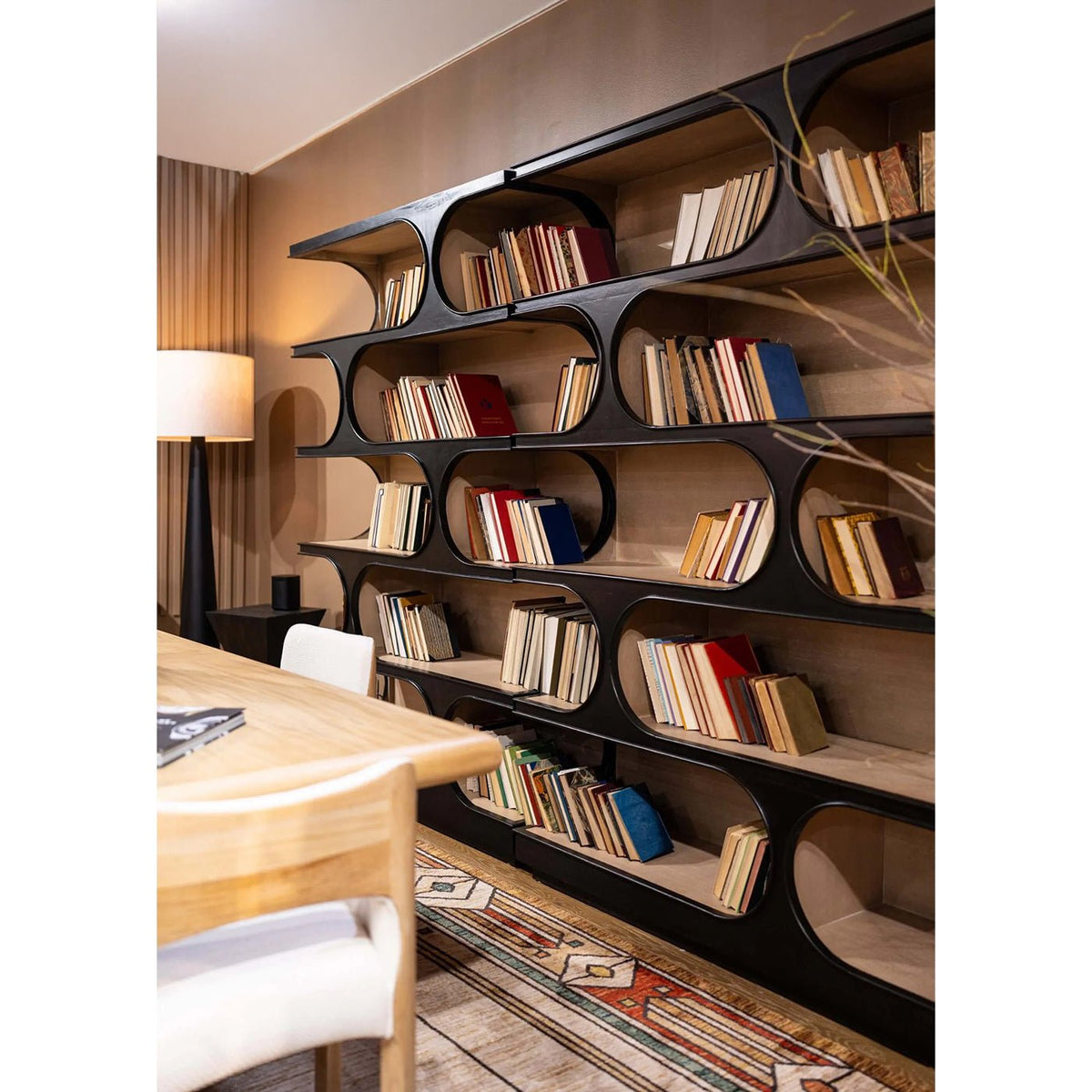 Geometric Mid Century Open Bookcase - English Georgian America