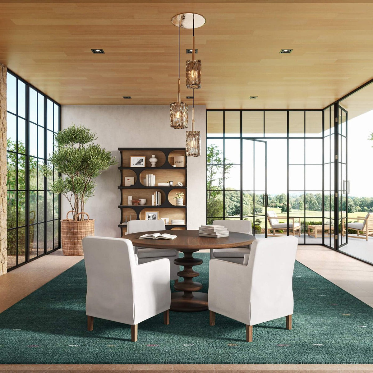 Geometric Mid Century Open Bookcase - English Georgian America