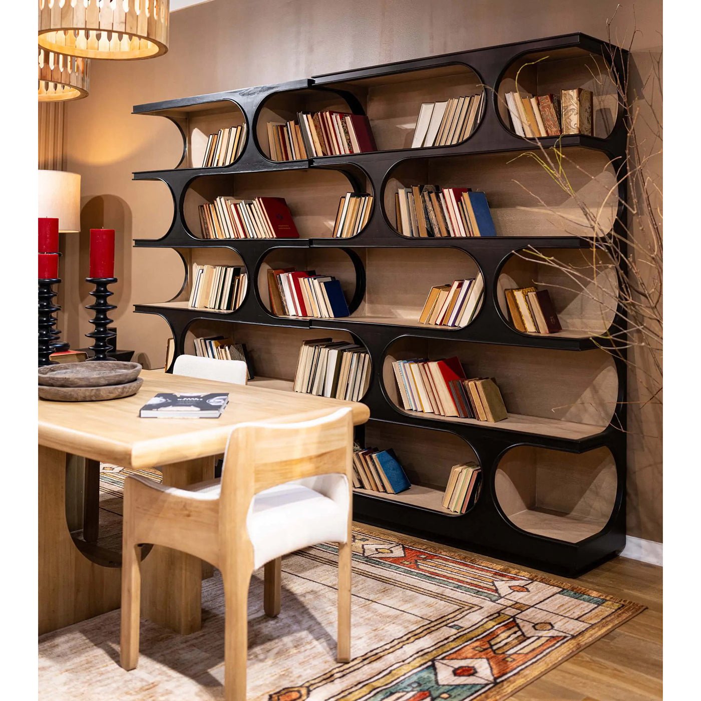 Geometric Mid Century Open Bookcase - English Georgian America