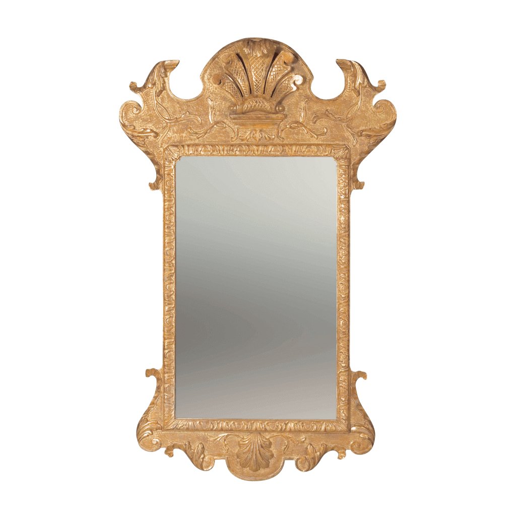 George I Mirror with Carved Shells - English Georgian America