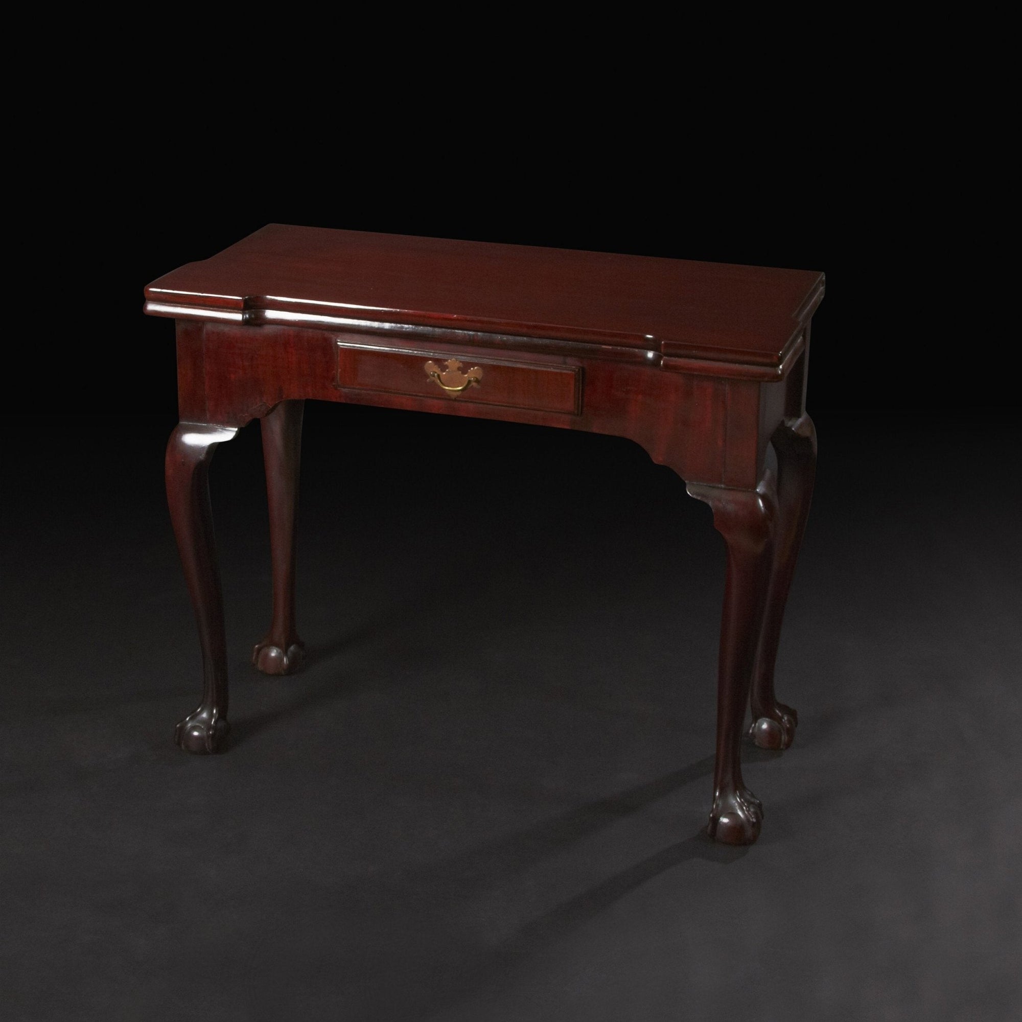 George II "Chippendale" Mahogany Ball and Claw Foot Card Table - English Georgian America