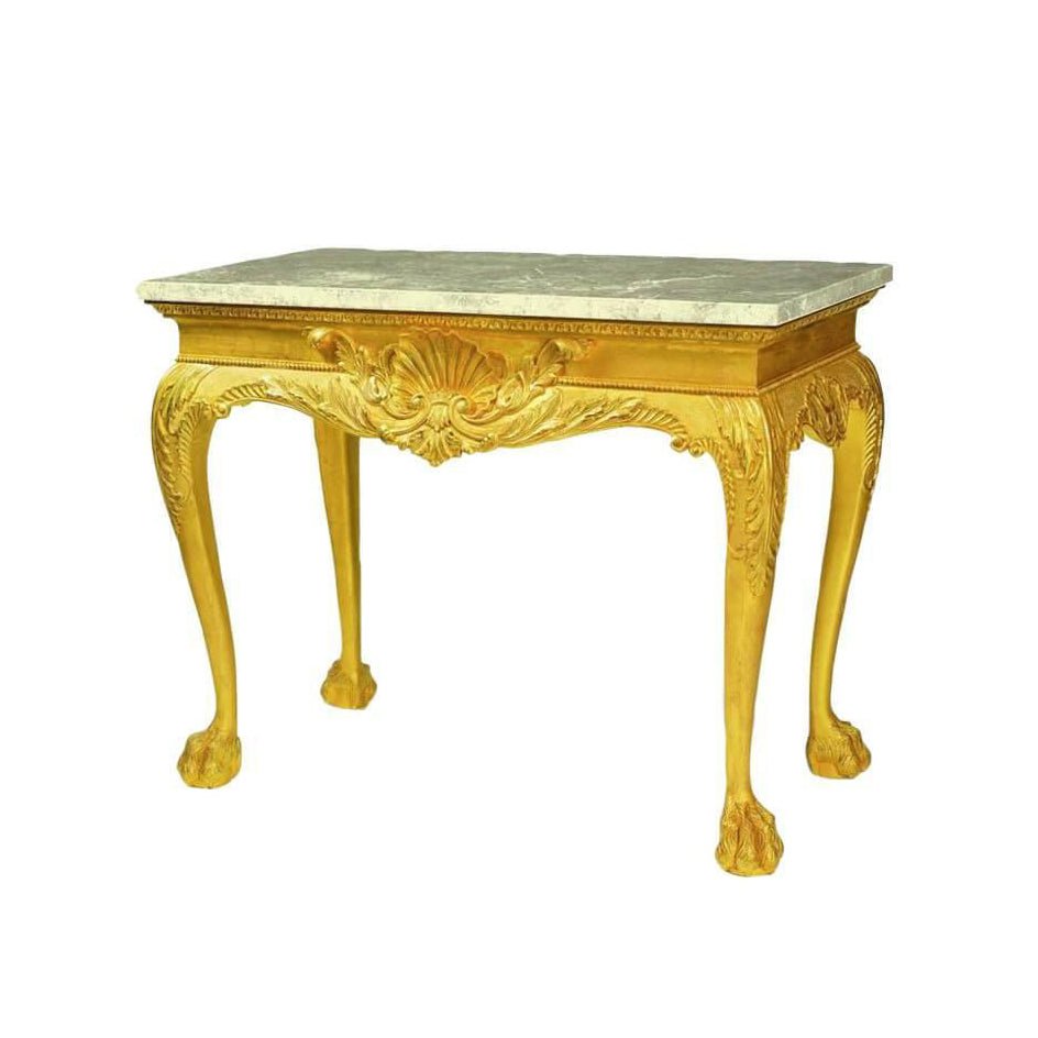 George II Giltwood Console Table with Carved Shell - English Georgian America