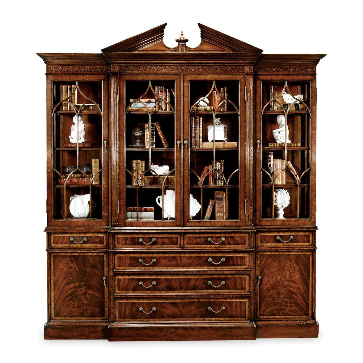 George II Mahogany Breakfront Bookcase - English Georgian America