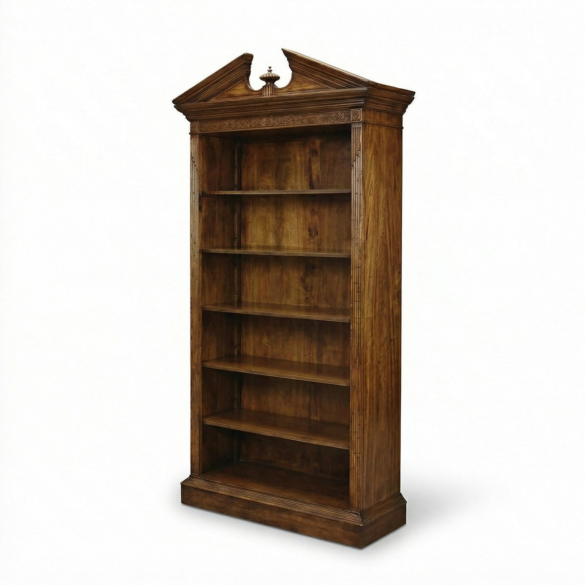 George II Walnut Architectural Open Bookcase - English Georgian America