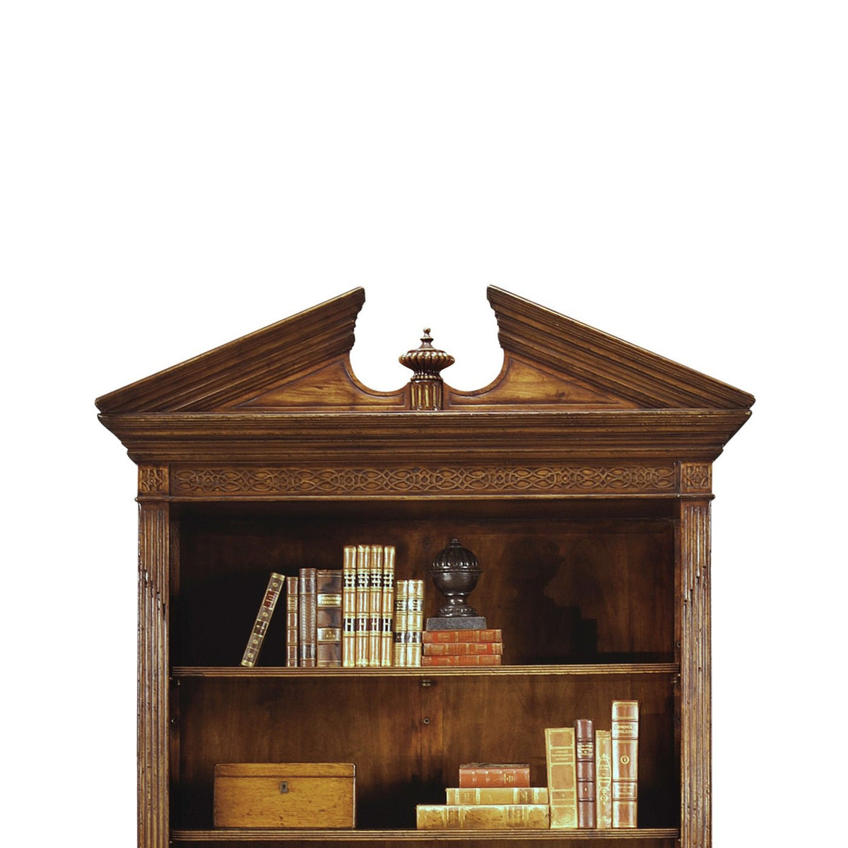 George II Walnut Architectural Open Bookcase - English Georgian America