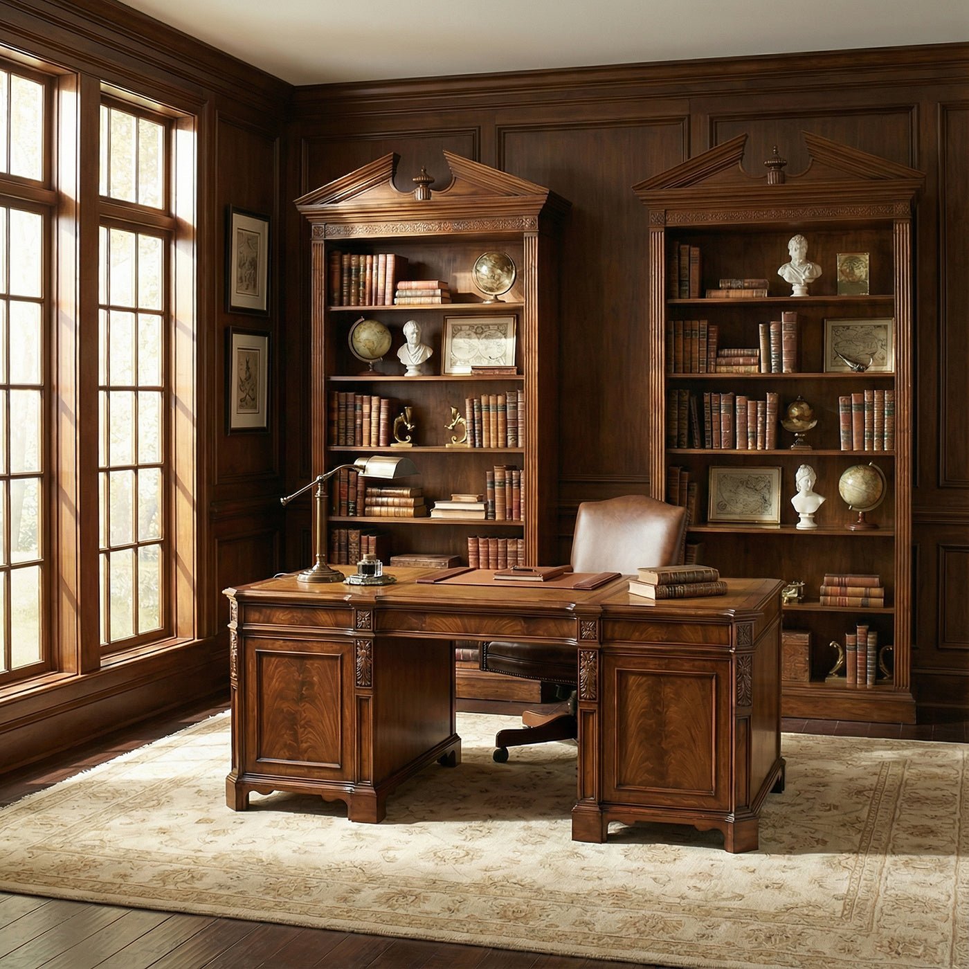 George II Walnut Architectural Open Bookcase - English Georgian America