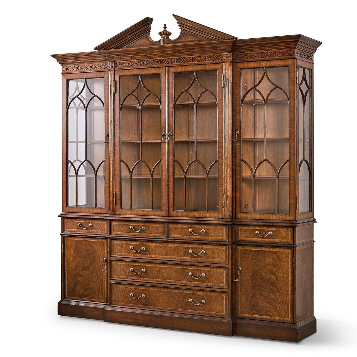 George II Walnut Breakfront Bookcase - English Georgian America