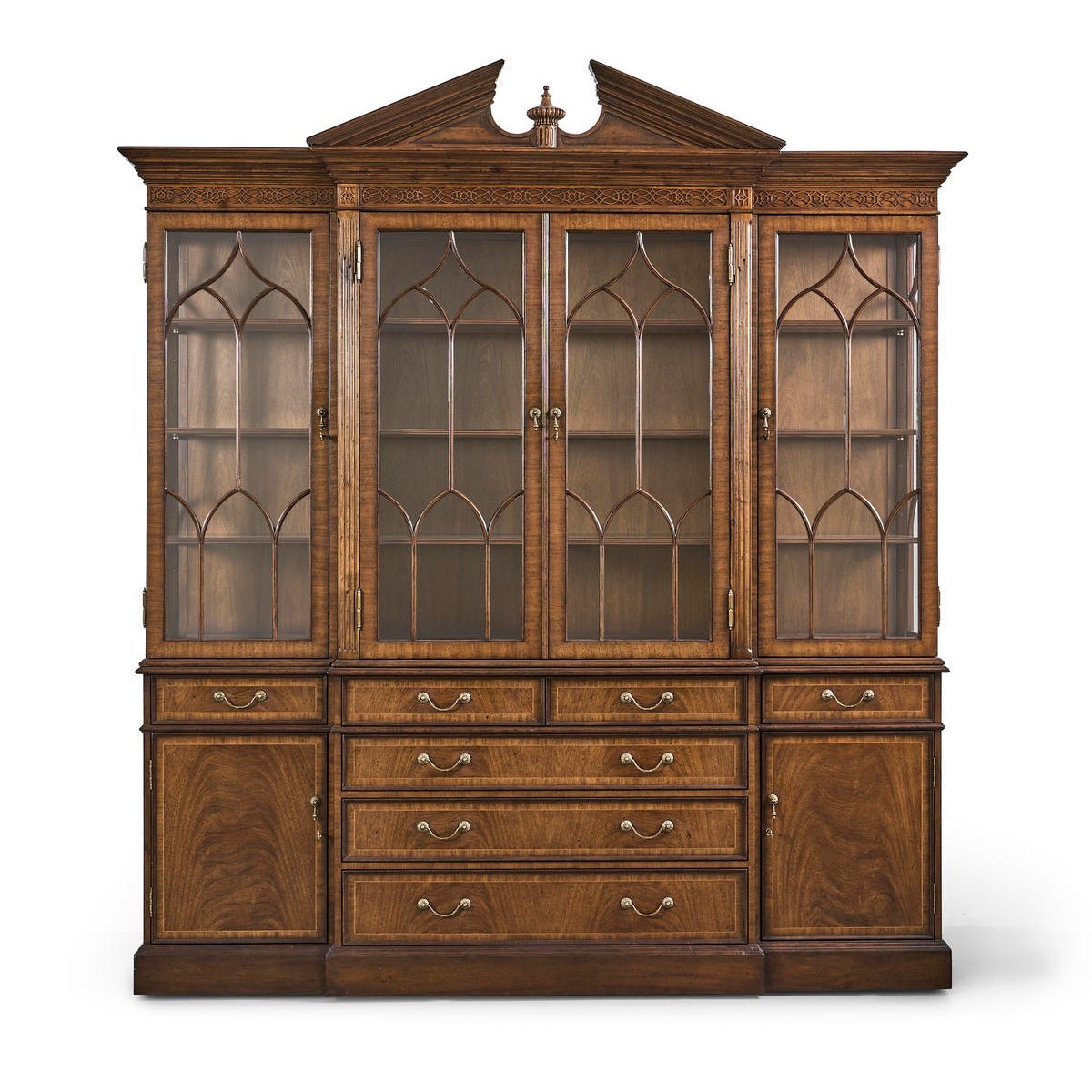 George II Walnut Breakfront Bookcase - English Georgian America