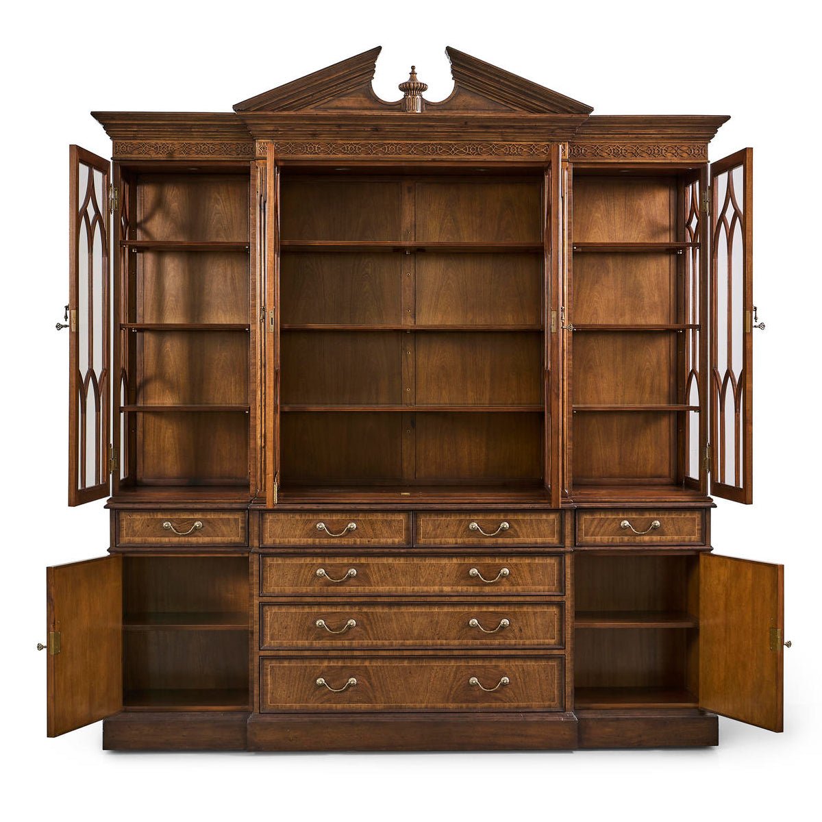 George II Walnut Breakfront Bookcase - English Georgian America