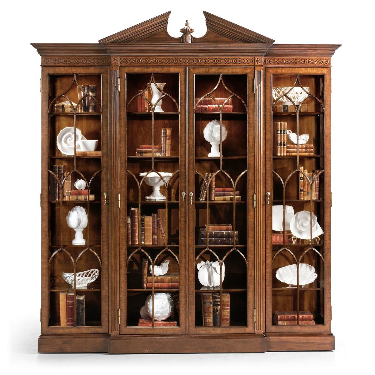 George II Walnut Breakfront Display Bookcase - English Georgian America