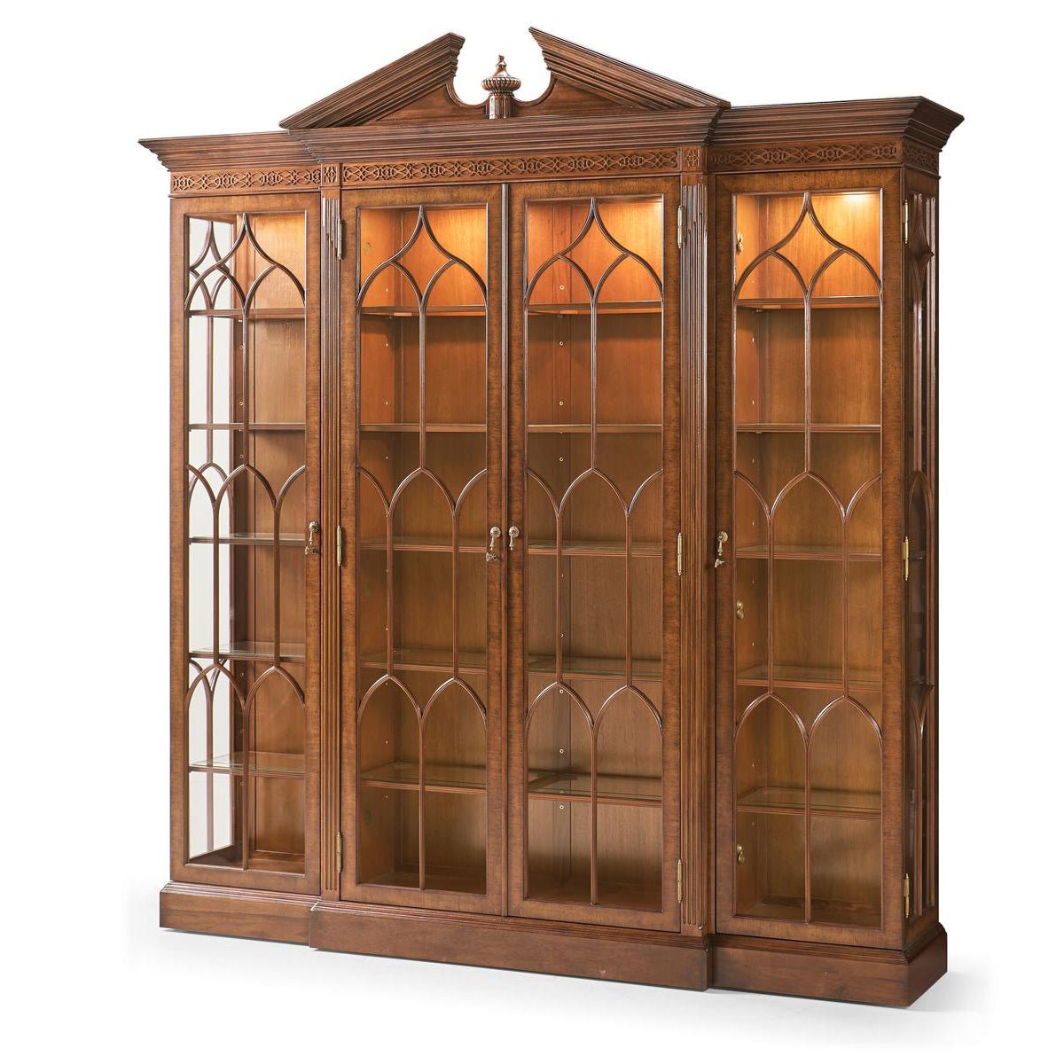 George II Walnut Breakfront Display Bookcase - English Georgian America