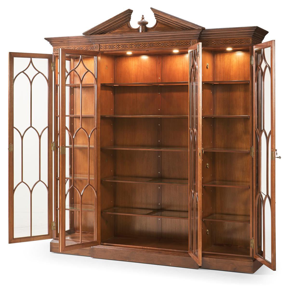 George II Walnut Breakfront Display Bookcase - English Georgian America
