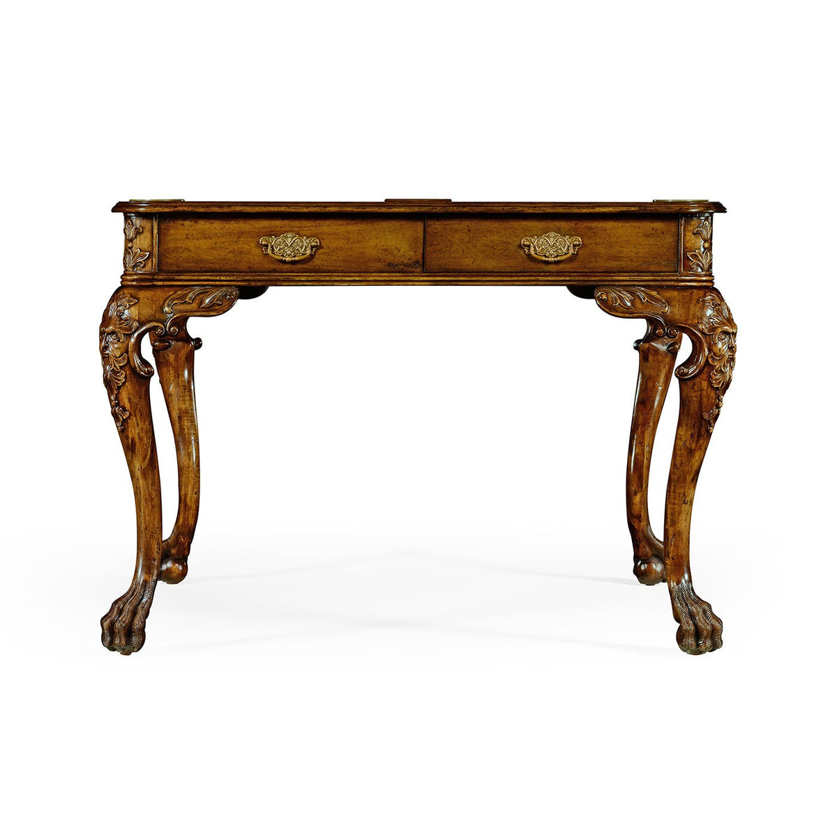 George II Walnut Leather Top Games Table - English Georgian America