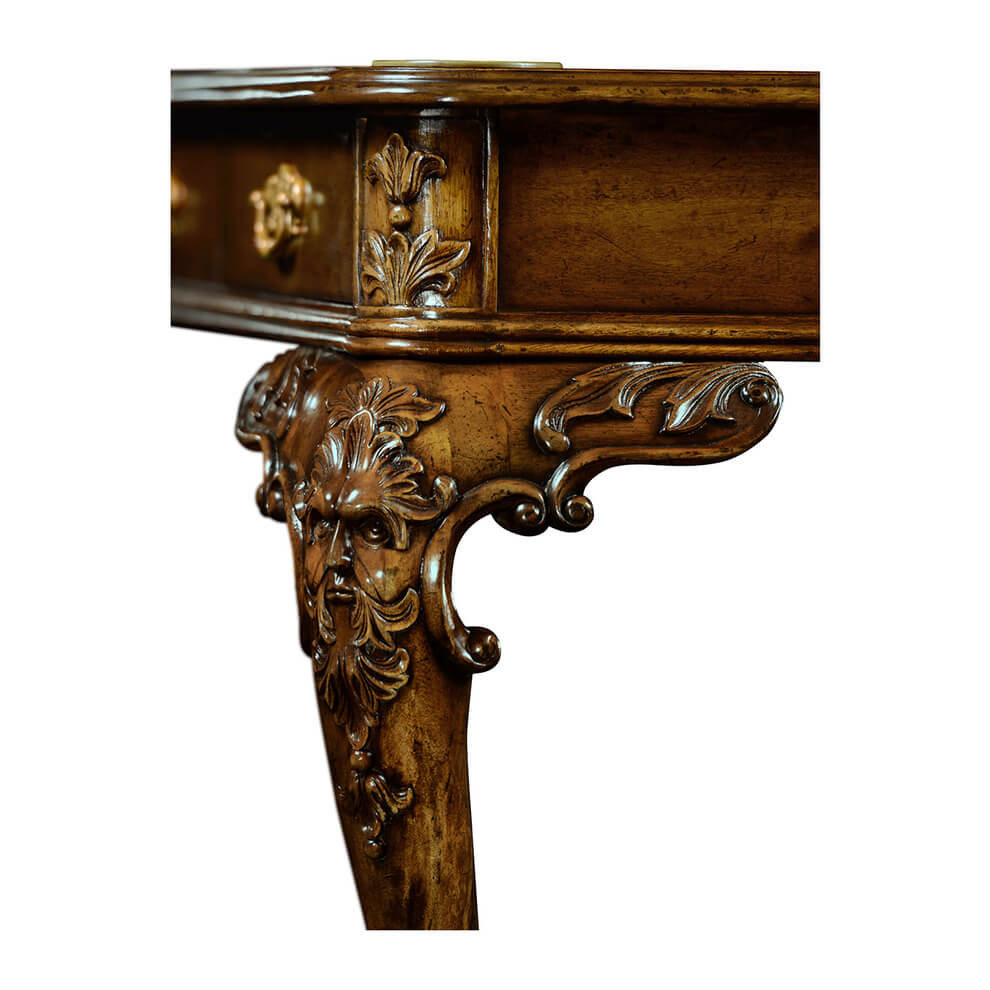 George II Walnut Leather Top Games Table - English Georgian America