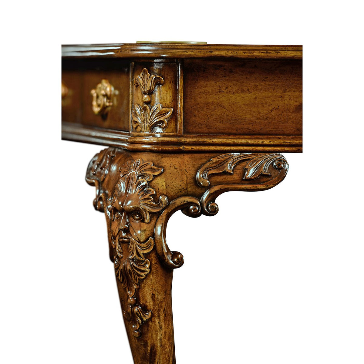 George II Walnut Leather Top Games Table - English Georgian America