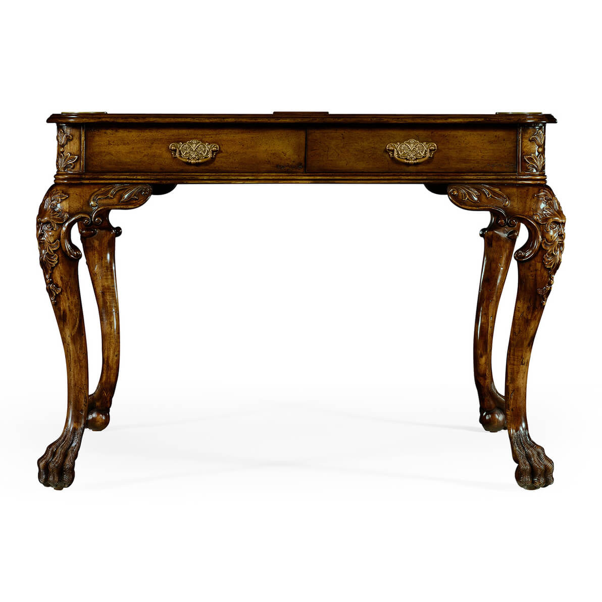 George II Walnut Leather Top Games Table - English Georgian America