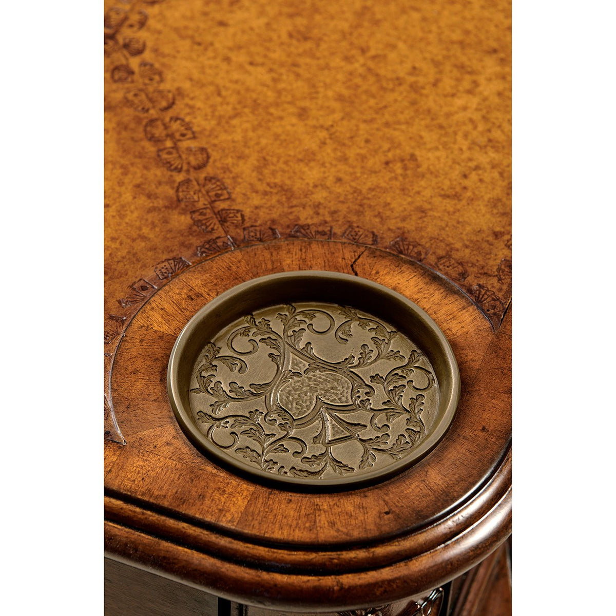 George II Walnut Leather Top Games Table - English Georgian America