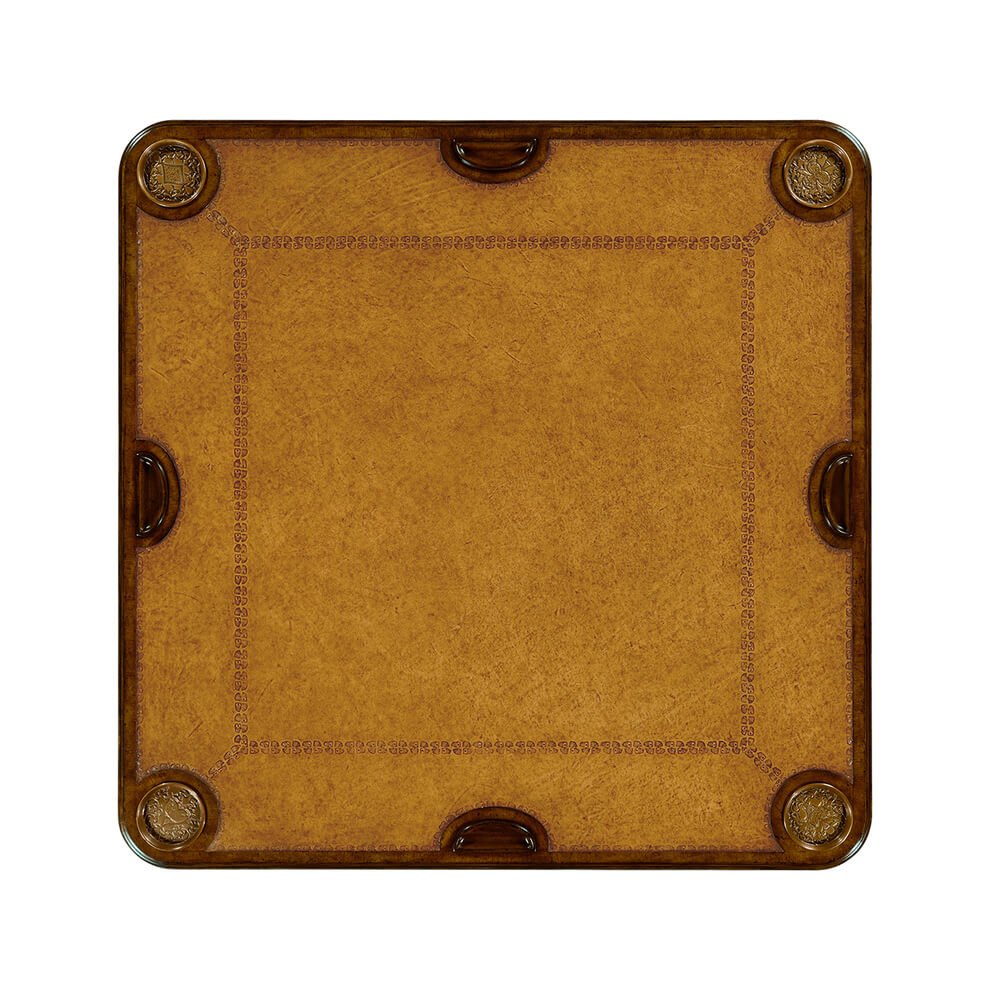 George II Walnut Leather Top Games Table - English Georgian America