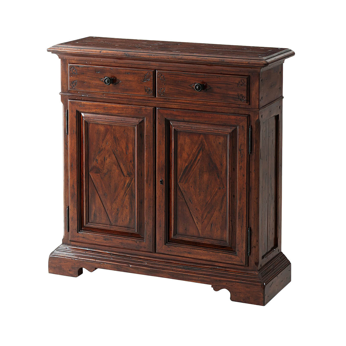 George III Antiqued Wood Side Cabinet - English Georgian America