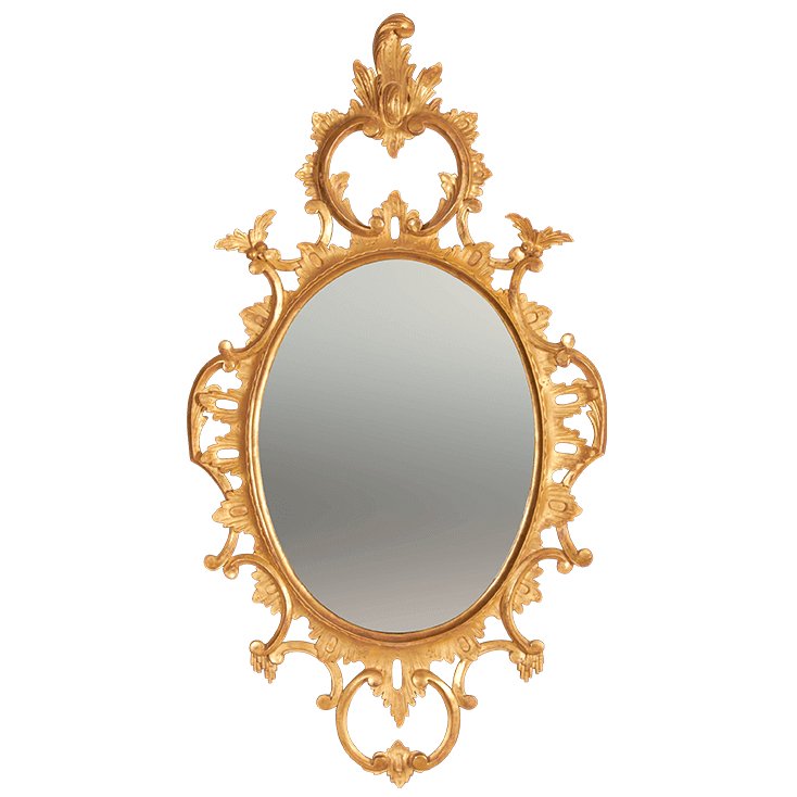 George III Chippendale Oval C Scroll Mirror - English Georgian America