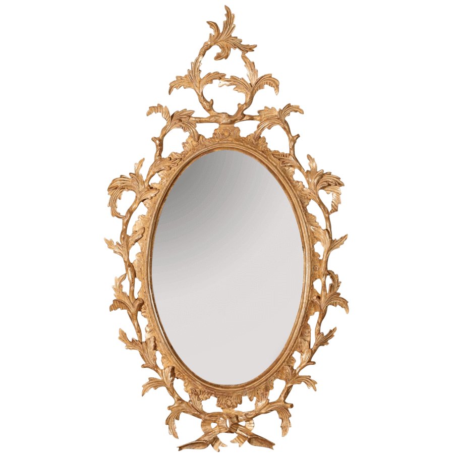 George III Chippendale Oval Mirror - English Georgian America