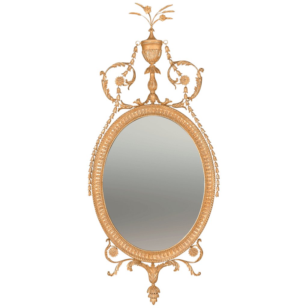 George III Hepplewhite Oval Mirror - English Georgian America
