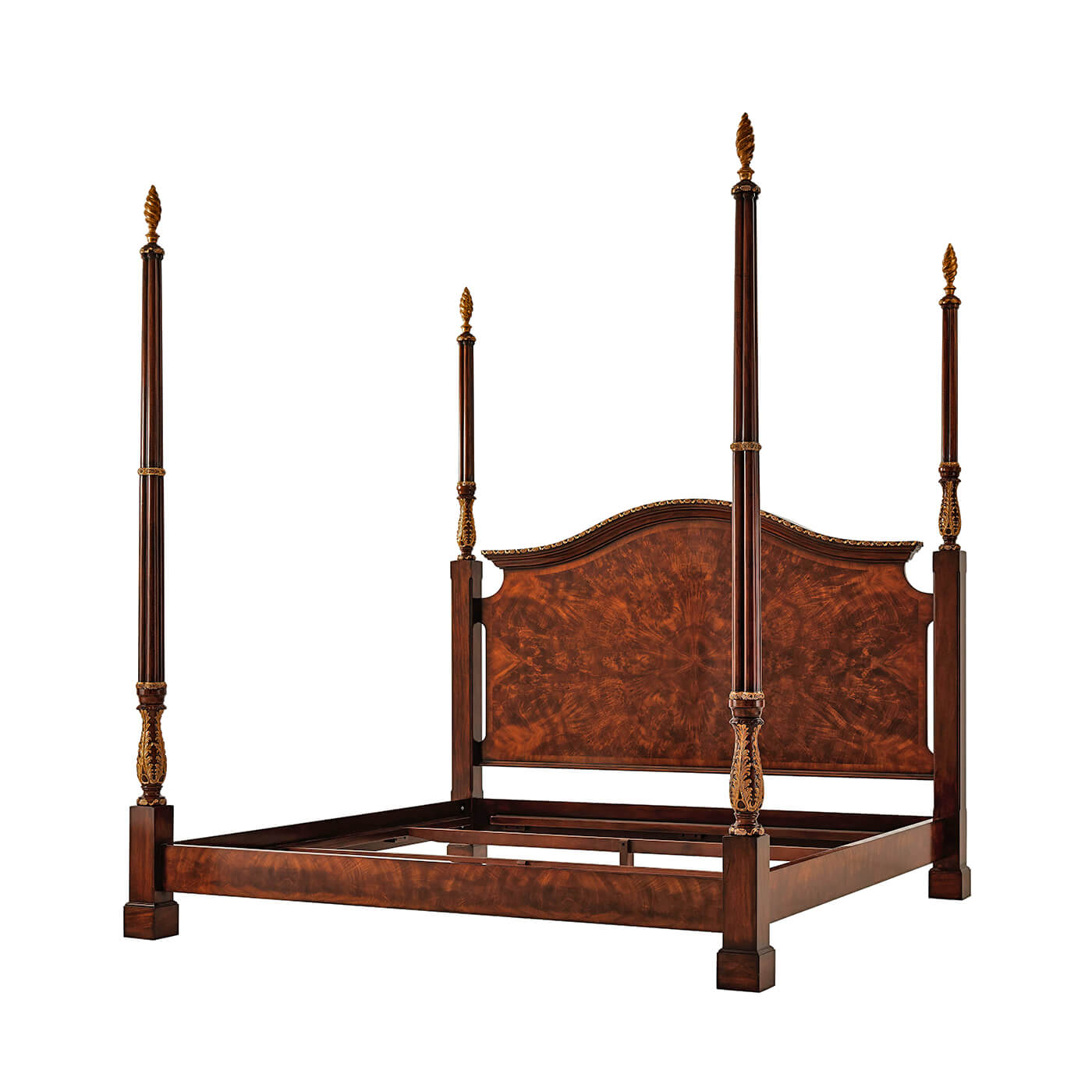 George III Mahogany and Gilt Four Post King Bed - English Georgian America