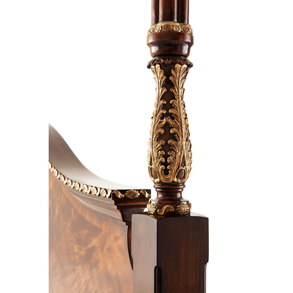 George III Mahogany and Gilt Four Post King Bed - English Georgian America