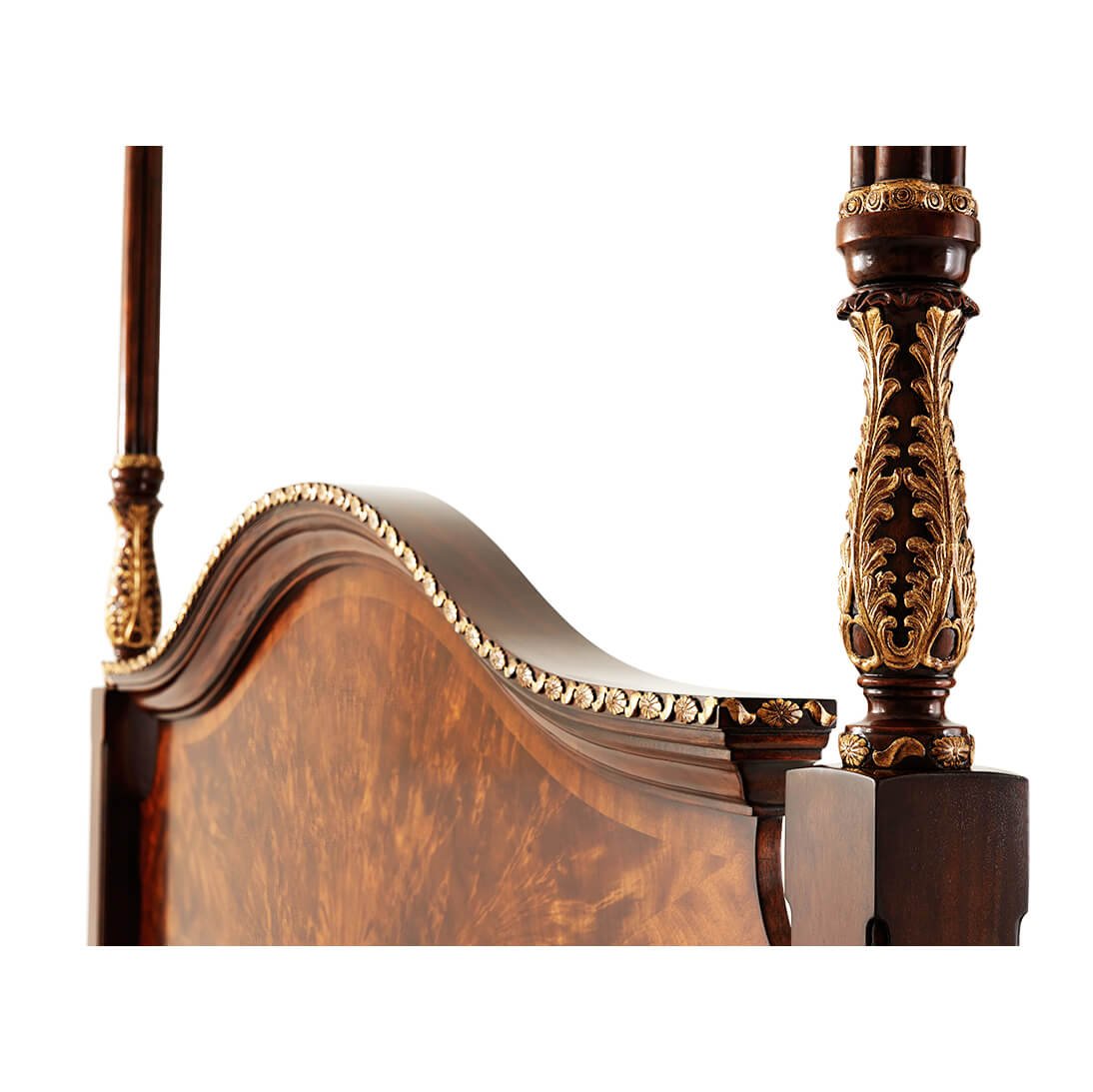 George III Mahogany and Gilt Four Post King Bed - English Georgian America