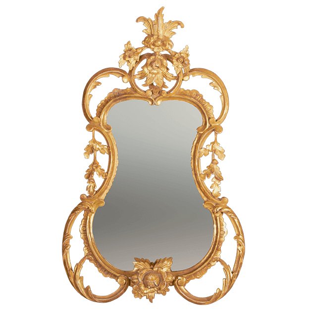 George III Mirror with Carved Flowers - English Georgian America