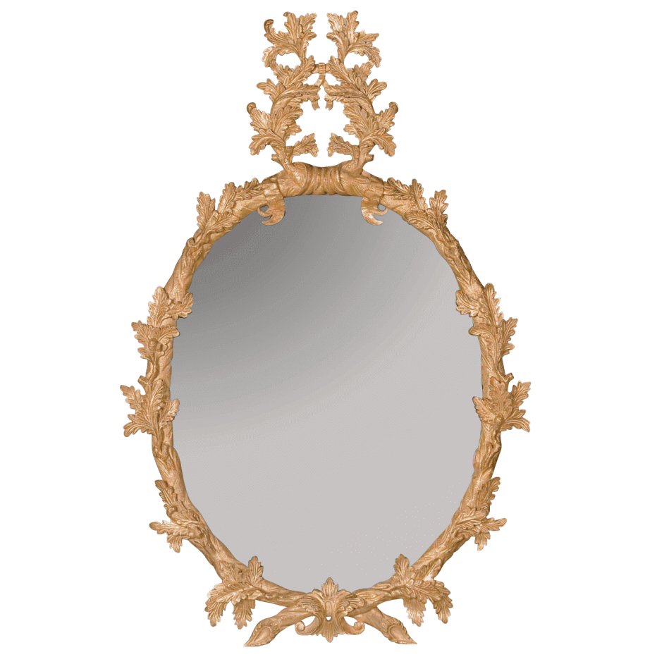 George III Oval Mirror with Carved Oakleaf - English Georgian America