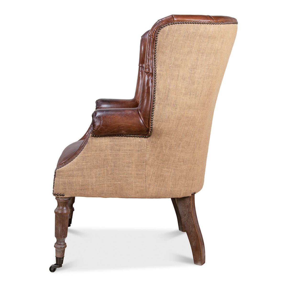 Georgian Barrel Back Jute Wingchair - English Georgian America